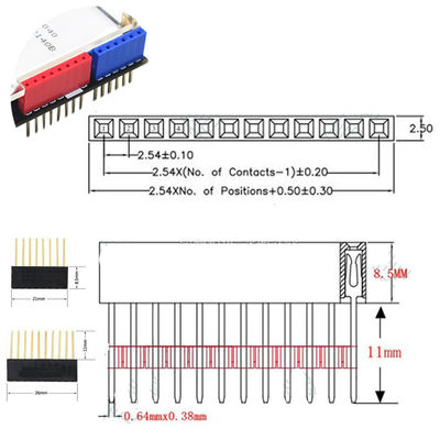 60pcs färbte 2.54mm einzelne Reihen-gerades Pin Header 11mm langes Pin Socket PWB-Verbindungsstück