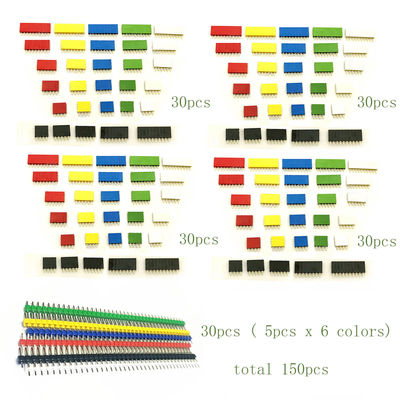 150pcs färbte 2.54mm Gold einzelne Reihen-gerades Pin Headers X30 Flanschdose-X120 überzogen