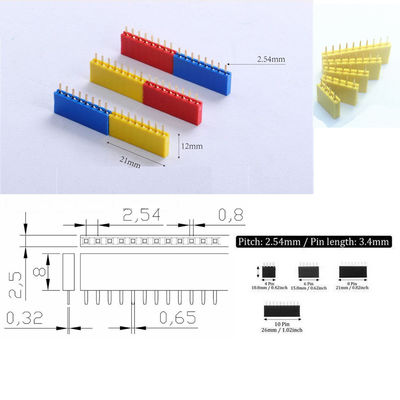 150pcs färbte 2.54mm Gold einzelne Reihen-gerades Pin Headers X30 Flanschdose-X120 überzogen