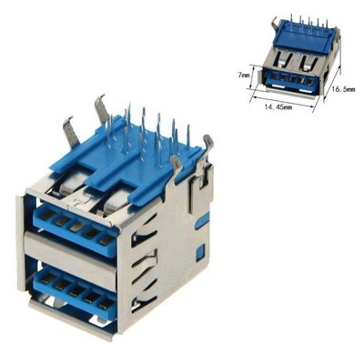 Einzelnes oder Doppel-Port USB 3,0 Art a-Flanschdose-Jack PWB-Leiterplatten-Verbinder für Laptop-Notebook