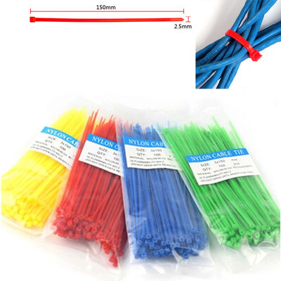 2.5mm x 150mm bunte Plastikselbstsichernde Verpackenkabel-Draht-Zipnylonbindungen