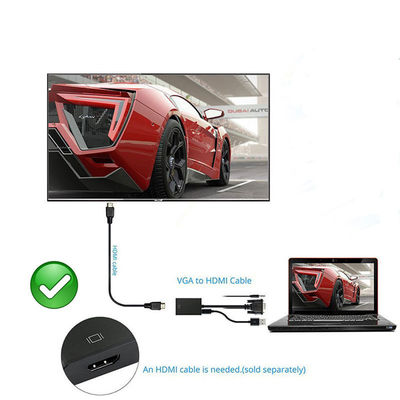 VGA-Mann zu HDMI 1080P HD + Audio-Videokonverter-Adapter Fernsehen HDTV mit Kabel