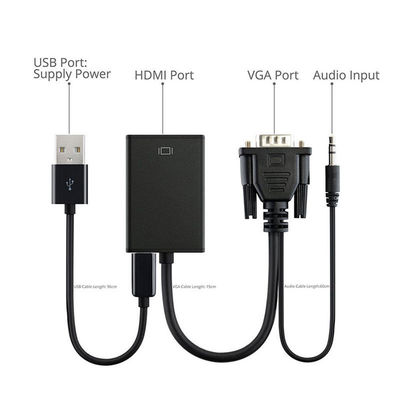 VGA-Mann zu HDMI 1080P HD + Audio-Videokonverter-Adapter Fernsehen HDTV mit Kabel