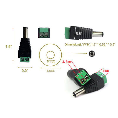 5.5mm x 2.1mm männlicher Jack DC-Stromadapter für Neonbeleuchtung der Überwachungskamera-LED