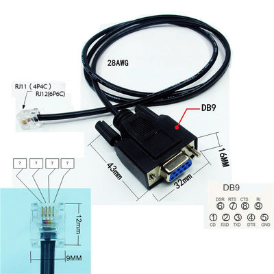 Serien-Hafen COM-DB9 weiblicher RS232 zu Exapansions-Kabel Verbindungsstück RJ11 RJ12