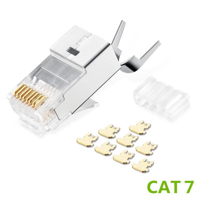 RJ45 schirmten modulare Stecker Cat7 das zweiteilige überzogene Gold der Verbindungsstück-8P8C des Entwurfs-50u ab