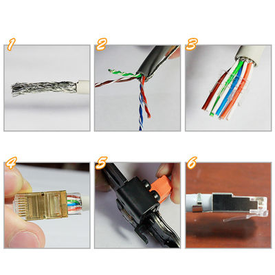 RJ45 schirmten modulare Stecker Cat7 das zweiteilige überzogene Gold der Verbindungsstück-8P8C des Entwurfs-50u ab