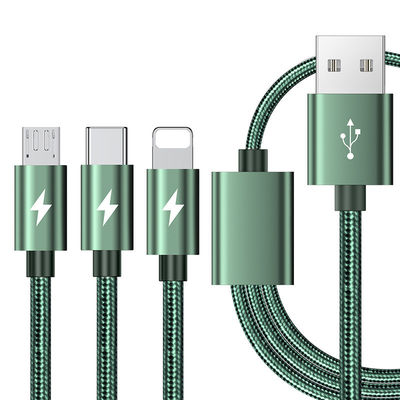 3-in-1, das schnelles Gebührenkabel USB 5 Ampere Daten-Gebührenkabel C schreiben, flocht Gewebe-Kord