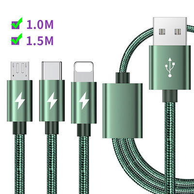 3-in-1, das schnelles Gebührenkabel USB 5 Ampere Daten-Gebührenkabel C schreiben, flocht Gewebe-Kord
