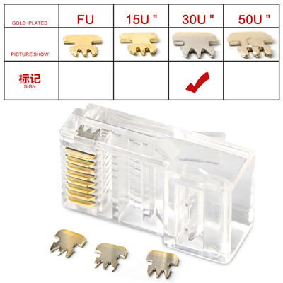 Mehrfarben-Ethernet-Kabel-Verbindungsstück Gold überzogenes 30um RJ45 8P8C modulares Stecker-Cat5E