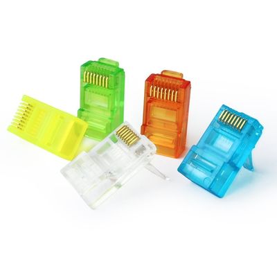 Mehrfarben-Ethernet-Kabel-Verbindungsstück Gold überzogenes 30um RJ45 8P8C modulares Stecker-Cat5E
