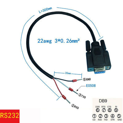Subventions-Verbindungsstück RS232 Serien-RXD TXD DB9 D Boden-Hafen zu 3 Stiftanschlüsse Exapansions-Kabel