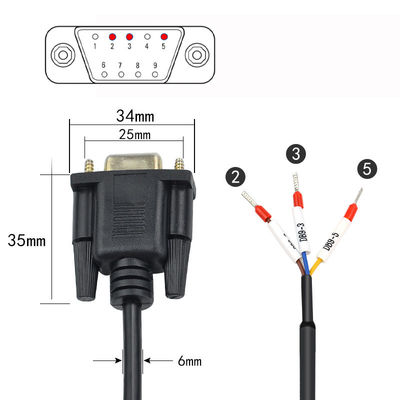 Subventions-Verbindungsstück RS232 Serien-RXD TXD DB9 D Boden-Hafen zu 3 Stiftanschlüsse Exapansions-Kabel