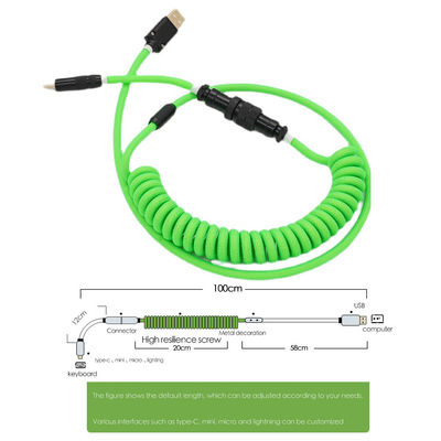 Schnittart C USB Aufladung verkabeln mechanische Tastatur, die abnehmbare aufgerollte Daten Kabel-Ausrüstung aufladen