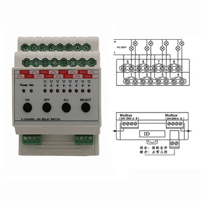 Smart Home, das Weise 16A des Steuergerät-Relais-Lastschalter-8 in Übereinstimmung mit Protokoll RS485 Modbus beleuchtet