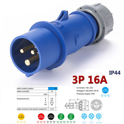 Im Freien elektrischer Kasten Plastikwechselstrom 220v -250v 16A des wasserdichten elektrischen Sockel-IP67