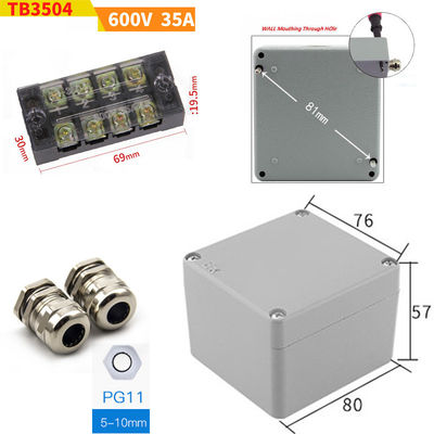 600V 35A Teminal blockiert mit druckgegossenem Aluminiumeinschließungs-Fall-Projekt-Siegelanschlusskasten 86*76*57mm