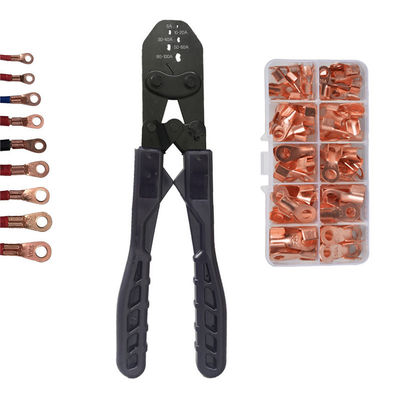 Bördelmaschinen-Quetschwerkzeug-Zange und offenes Kupfer Ring Lug Terminals Assortment Set OT 10A des Fass-70pcs zu 50A