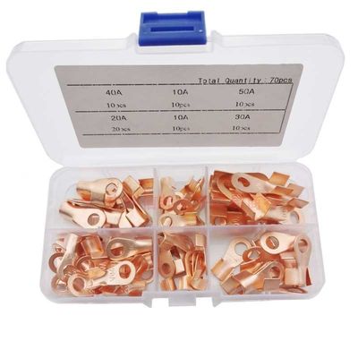 Bördelmaschinen-Quetschwerkzeug-Zange und offenes Kupfer Ring Lug Terminals Assortment Set OT 10A des Fass-70pcs zu 50A
