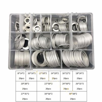 260pcs 13 sortiert metrische flache Ring Oil Drain Plug Washers-Dichtungs-Zusammenstellungs-Aluminiumausrüstung