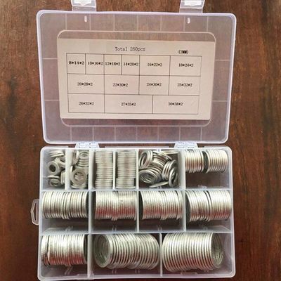 260pcs 13 sortiert metrische flache Ring Oil Drain Plug Washers-Dichtungs-Zusammenstellungs-Aluminiumausrüstung