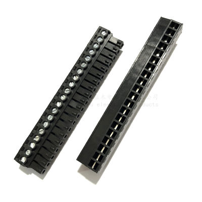 verstopfen steckbare Schraubklemme-Klemmenblöcke 3.81mm Neigung PWBs + rechtwinkliges Pin Header Black