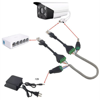 Netz-Buchse DC Spannung Stecker POE-Kabel-RJ45 zum Schraubklemme-Adapter für Monitor-Kamera