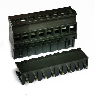 5.08mm verstopfen pechschwarze Farbschraubklemme-Klemmenblöcke gerades Pin Horizontal Entry Wiring