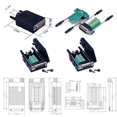 Subvention 15 Pin Dual Row Connectors DB15 D zum Verteiler-Adapter mit Wohnung