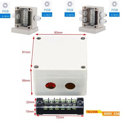 Einschließung des Kabel-Verdrahtungs-Anschlusskasten-beleuchten die elektrische Verteilungs-83*81*56mm wasserdicht mit Verbindungsstücken