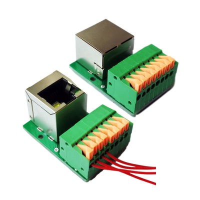 8 Pin Spring Crimping Terminal Blocks zu Netz RJ45 Jack Adapter PWB-Modul