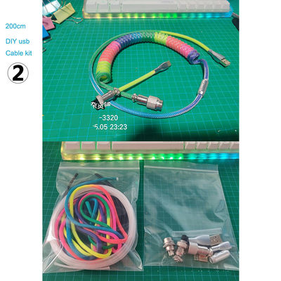 Mechanisches Tastatur-Kabel-aufgerolltes Audioverbindungsstück, das USB-Art-c Regenbogen-Kabel verbindet