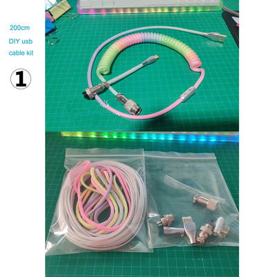 Mechanisches Tastatur-Kabel-aufgerolltes Audioverbindungsstück, das USB-Art-c Regenbogen-Kabel verbindet