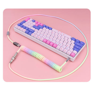 Mechanisches Tastatur-Kabel-aufgerolltes Audioverbindungsstück, das USB-Art-c Regenbogen-Kabel verbindet