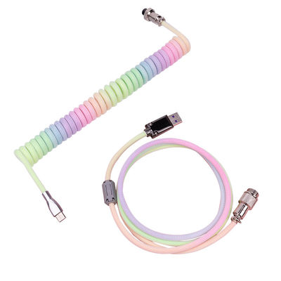 Mechanisches Tastatur-Kabel-aufgerolltes Audioverbindungsstück, das USB-Art-c Regenbogen-Kabel verbindet