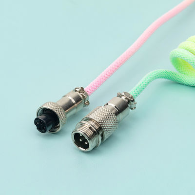Mechanisches Tastatur-Kabel-aufgerolltes Audioverbindungsstück, das USB-Art-c Regenbogen-Kabel verbindet