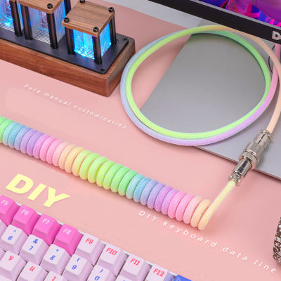 Mechanisches Tastatur-Kabel-aufgerolltes Audioverbindungsstück, das USB-Art-c Regenbogen-Kabel verbindet