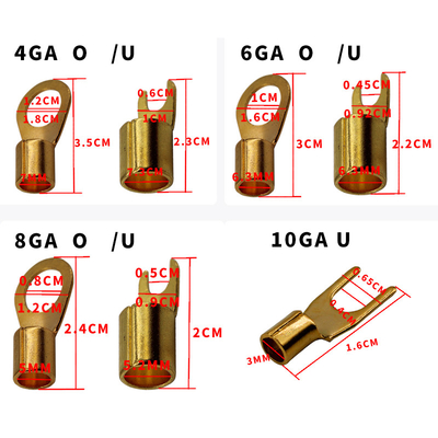 Audiofalz Ring Terminal Gold Plated 0GA/2GA /4GA /6GA /8GA/10GA