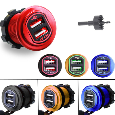 Doppel-USB-Ladegerät-Ausgang-Adapter-Netzdose 4.8A für Selbstmotorrad-LKW-Schiff wasserdichtes 12-24V