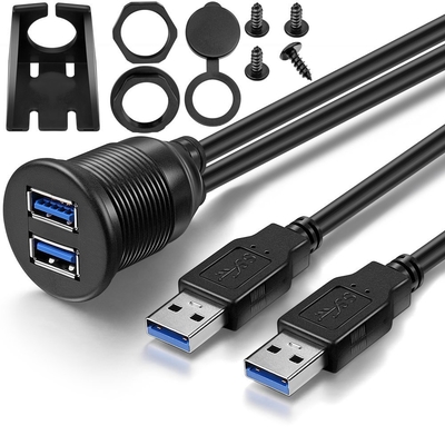 Armaturenbrett-Platten-ebener Berg USB 3,0 Doppel-Port Dock-Adapter-Mann zum weiblichen Erweiterungs-Kabel