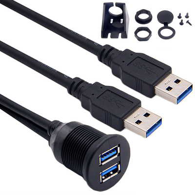 Armaturenbrett-Platten-ebener Berg USB 3,0 Doppel-Port Dock-Adapter-Mann zum weiblichen Erweiterungs-Kabel