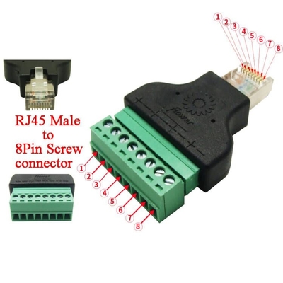RJ45 Mann 8P8C bis 8 Pin Screw Terminal Block Adapter für CCTV-Videolösung