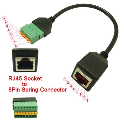 Verbindungsstück RJ45 8P8C bis 8 Pin Screw Terminal Block Adapter 30cm lang für Sicherheit CCTV-Videolösung