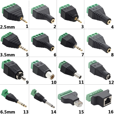 3.5mm Audiomann Jack Female Plug Stereokopfhörer-3-Pole zum Schraubklemme-Klemmenblock-Adapter