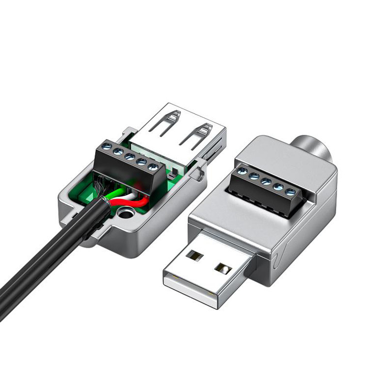 Metallgehäuse USB Männlich oder weiblich Jack zu 5-Pin-Schraub-Terminalblöcke Steckverbinder Adapter
