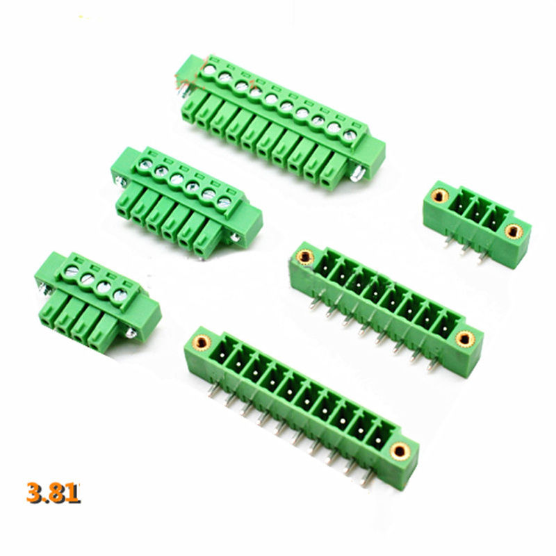 3.81mm Neigung PWB-Schraubklemme-Klemmenblöcke verstopfen + rechtwinkliges Pin Header mit Flansch