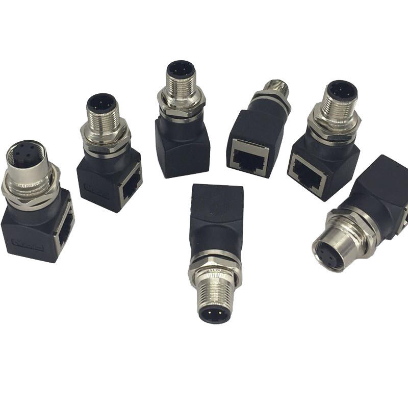 Stecker des Ethernet-RJ45 dem Mann zu des Kern-M12 4 oder zum Buchsen-Adapter