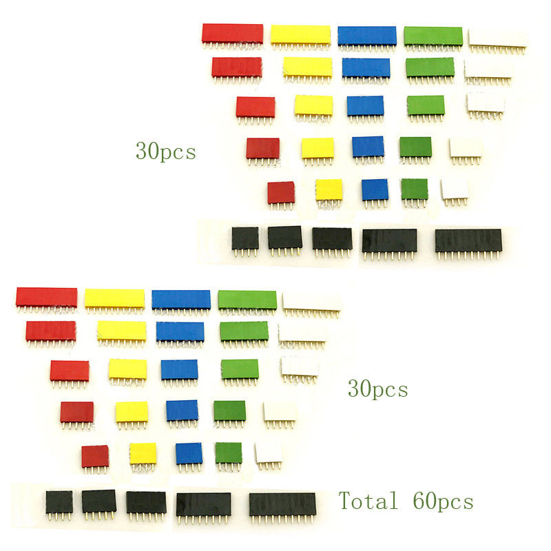 62pcs färbte 2.54mm einzelne Reihen-gerade Pin Header Female Socket PWB-Leiterplatten-Verbinder