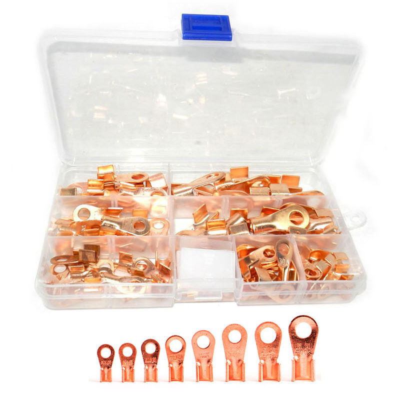 quetschverbinden offener Draht des Fass-80pcs kupferne Ring Lug Terminals Assortment Set-Ausrüstung OT 10A zu 100A