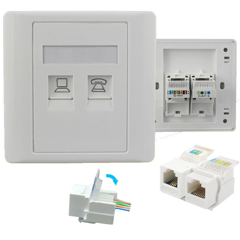 Schnelle Klammer Doppel-Port RJ11 RJ45 Telefonnetz-modulare Jack Cats 5E für Wandsteckdose-Ausgang